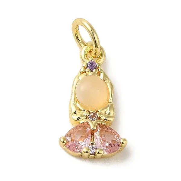 Brass Micro Pave Colorful Cubic Zirconia Glass Pendants