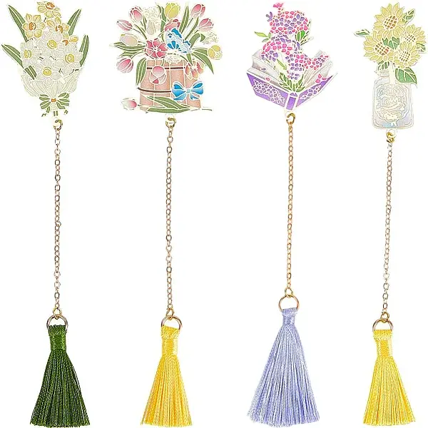 4Pcs 4 Styles Brass Bookmarks