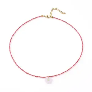 Glass Seed Beads Pendant Necklaces