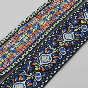 Ethnic Style Floral Pattern Embroidery Polyester Ribbons
