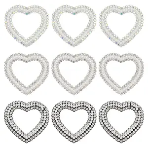 9Pcs 3 Colors Heart Non-woven Fabric Sew on Appliques