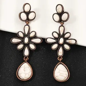 Alloy Synthetic Turquoise Dangle Stud Earrings