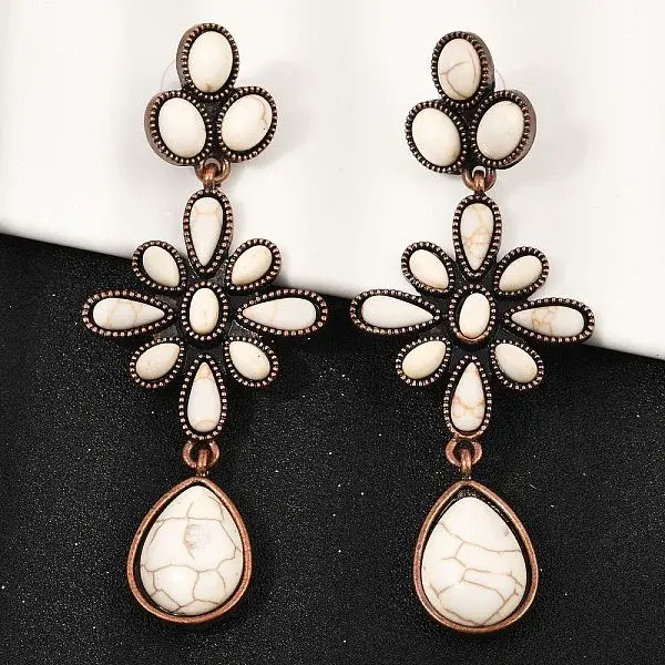 Alloy Synthetic Turquoise Dangle Stud Earrings