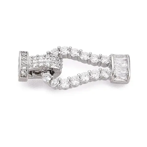 Brass Micro Pave Clear Cubic Zirconia Fold Over Clasps