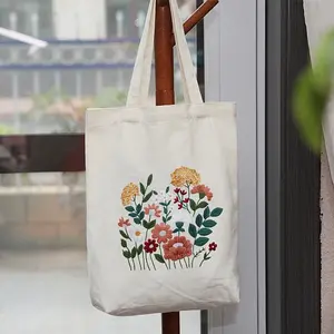 DIY Flower Pattern Tote Bag Embroidery Kit
