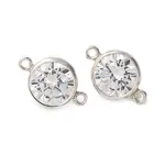 925 Streling Silver Pave Cubic Zirconia Birthstone Connector Charms