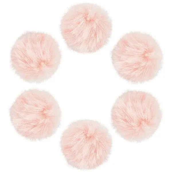 12Pcs Handmade Faux Rabbit Fur Pom Pom Ball Covered Pendants