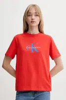 Bavlněné tričko Calvin Klein Jeans dámské, červená barva, LV047B865G