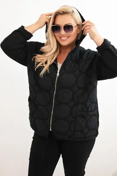 Kesi Włoski Dámska mikina Plus Size bavlnená na zips čierna