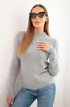 Kesi Włoski Dámský svetr s polokošilí z měkké pleteniny šedý