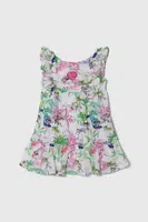 Dětské bavlněné šaty Guess zelená barva, mini