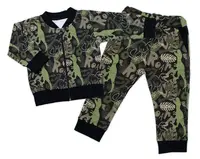 G-baby Stylová bavlněná tepláková souprava ,  Dino - khaki/černá, vel. 86