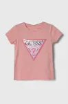 Dětské tričko Guess růžová barva