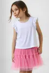Dětská sukně Mayoral růžová barva, mini, áčková, 3961
