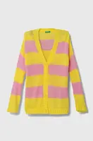 Dětský svetr s příměsí vlny United Colors of Benetton žlutá barva
