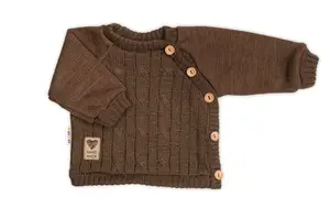 Baby Nellys Rostoucí pletený svetřík a kalhoty s kapsou Hand Made 2D, Nature, čokoládová