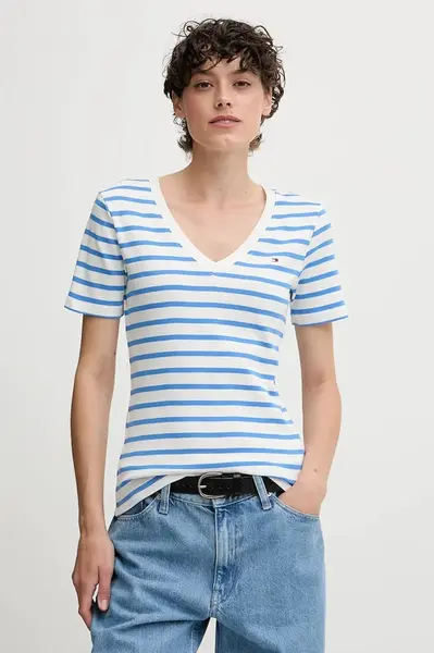 Bavlněné tričko Tommy Hilfiger dámské, bílá barva, WW0WW40584