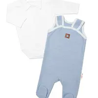 Baby Nellys 2D sada Star, body dl. rukáv,pletené dupačky, modré,68