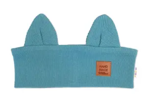 Baby Nellys Čelenka Cat s oušky pro děti Hand Made - mořská, 4-8 let