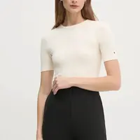 Tričko Tommy Hilfiger béžová barva, WW0WW43918