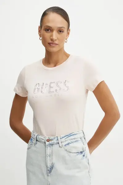 Tričko Guess růžová barva, W5RI19 I3Z14