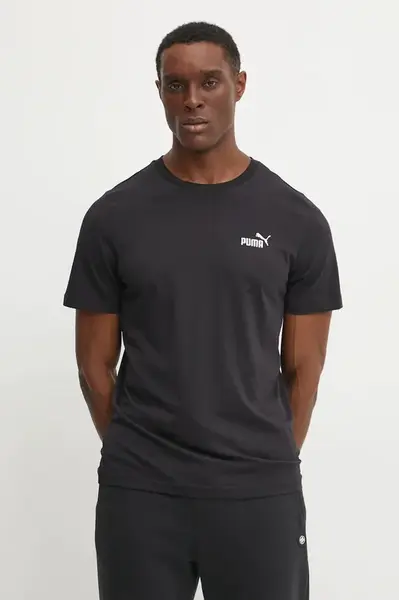 Bavlněné tričko Puma černá barva, s aplikací, 682534