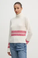 Svetr z vlněné směsi United Colors of Benetton dámský, béžová barva, 1126E203J