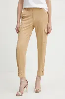 Kalhoty Guess MARZIA dámské, béžová barva, přiléhavé, high waist, W4YB08 WE0L0