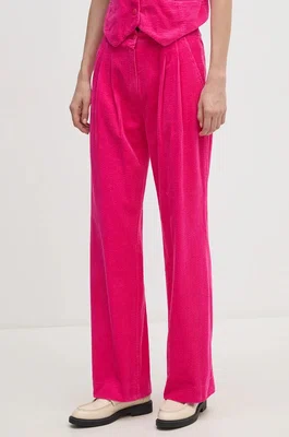 Manšestrové kalhoty La Petite Française PFPACIFIQUE růžová barva, high waist, PFPACIFIQUE