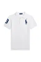 Dětská bavlněná polokošile Polo Ralph Lauren bílá barva, s aplikací, 323708861112
