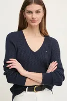 Bavlněný svetr Tommy Hilfiger tmavomodrá barva, lehký, WW0WW44987