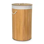 G21 Kôš na bielizeň 55 l, bambusový guľatý s bielym košom