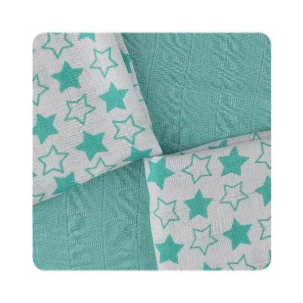 XKKO Bambusové obrúsky 30x30 - Little Stars Turquoise Mix (9ks)