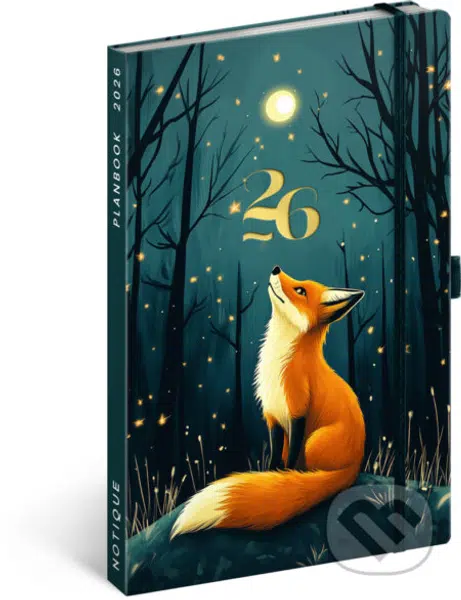 NOTIQUE Planbook - diár/notes Líška 2026 (horizontálny / linajkovaný, elastické zatváranie)