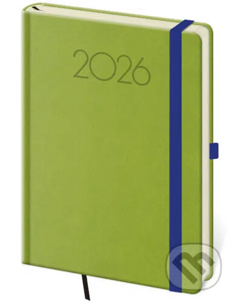 Týdenní diář 2026 A5 New Praga zelený s gumičkou