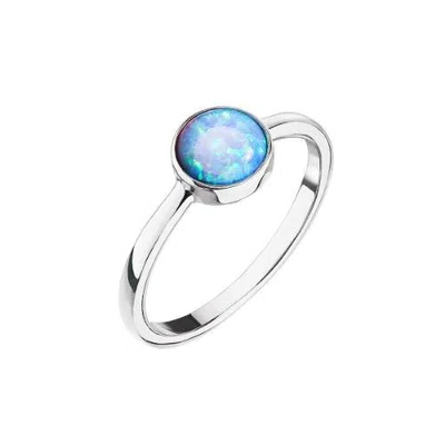 Evolution Group - Pavona Stříbrný prsten se světle modrým opálem 15001.3 lt.blue 58 mm