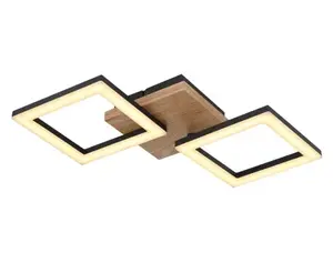Stropné LED osvetlenie Kerry 46 cm, kov/drevo%