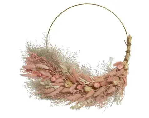Dekoračný veniec Sušené trávy 30 cm, ružový%