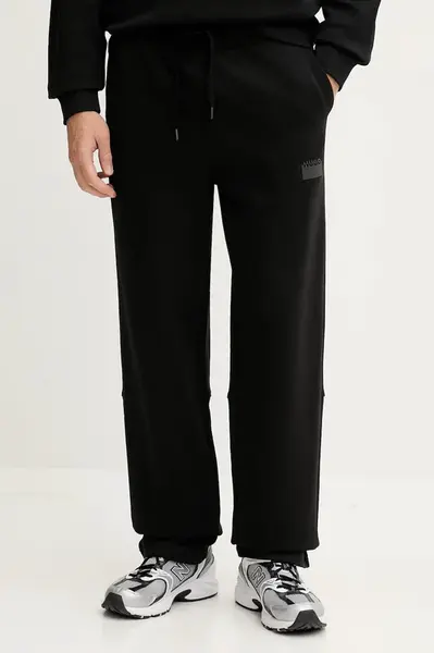 Bavlněné tepláky HUGO Delastpan pánské, černá barva, 50546683