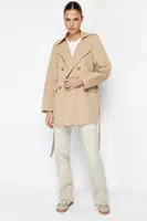 Trendyol béžový oversize široký strih trenčkot
