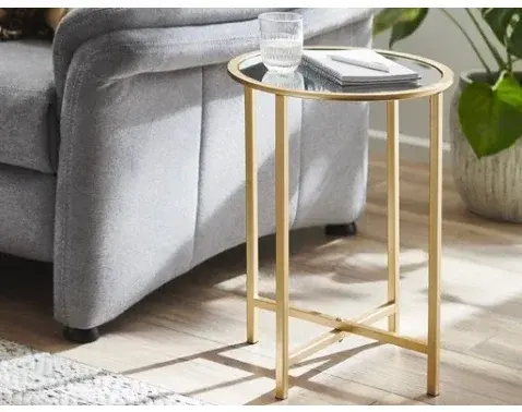 Okrúhly odkladací stolík Lagos 39 cm, zlatý%