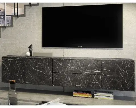 Nízka skrinka s možnosťou zavesenia Dublin, čierny mramor%