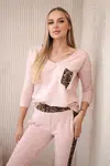 Set with a panther motif dark powder pink