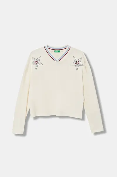 Dětské bavlněné tričko s dlouhým rukávem United Colors of Benetton