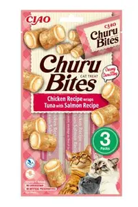Churu Cat Bites Chicken Wraps&tuna Salmon Purée 3x10g