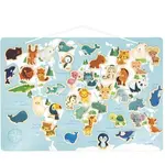 Janod Magnetická hračka pre deti Mapa Zvieratká sveta 40 ks magnetiek