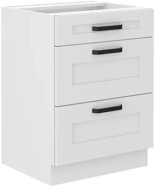 Spodní skříňka Luna 60 D 3S BB - Premium Box Barva korpusu: Bílá, Barva dvířek: Bílá