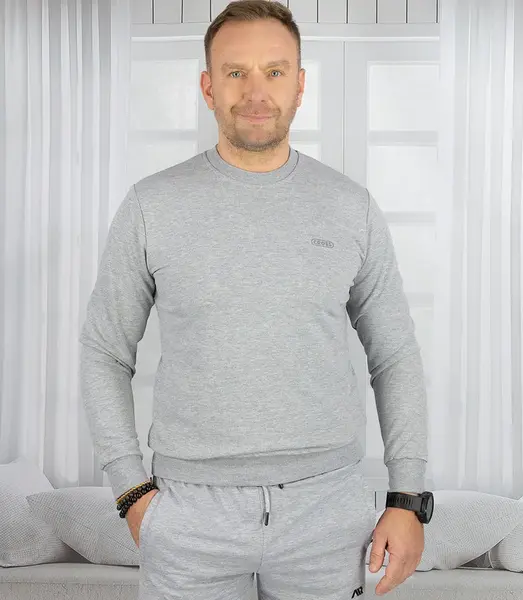 Pri Men's hoodless sports sweatshirt with small reflector