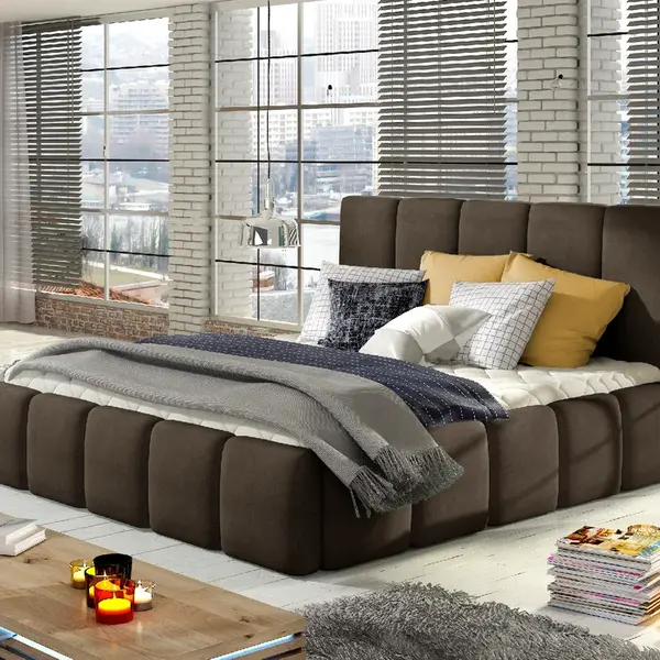 Postel Edvige - dřevěný rám + plynový zdvih + úložný prostor Rozměr: 160 x 200 cm, látka: Jasmine 29