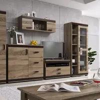 Obývací stěna Bodzio Barva korpusu: Trufla, Lišta: Šedá, Barva dvířek: Dub - canyon